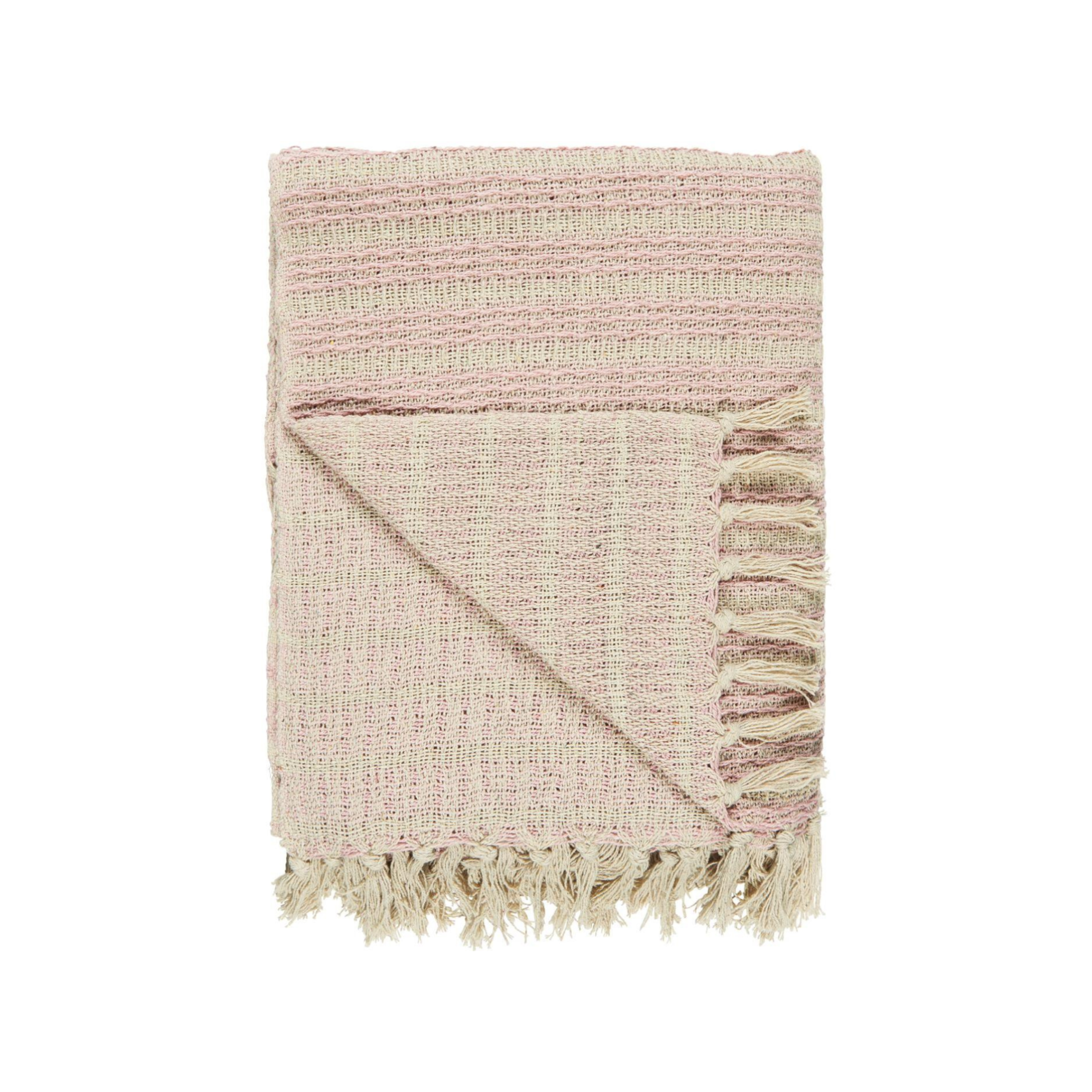 Ib Laursen Plaid creme hellrosa mit Streifenmuster im skandinavischen Landhausstil