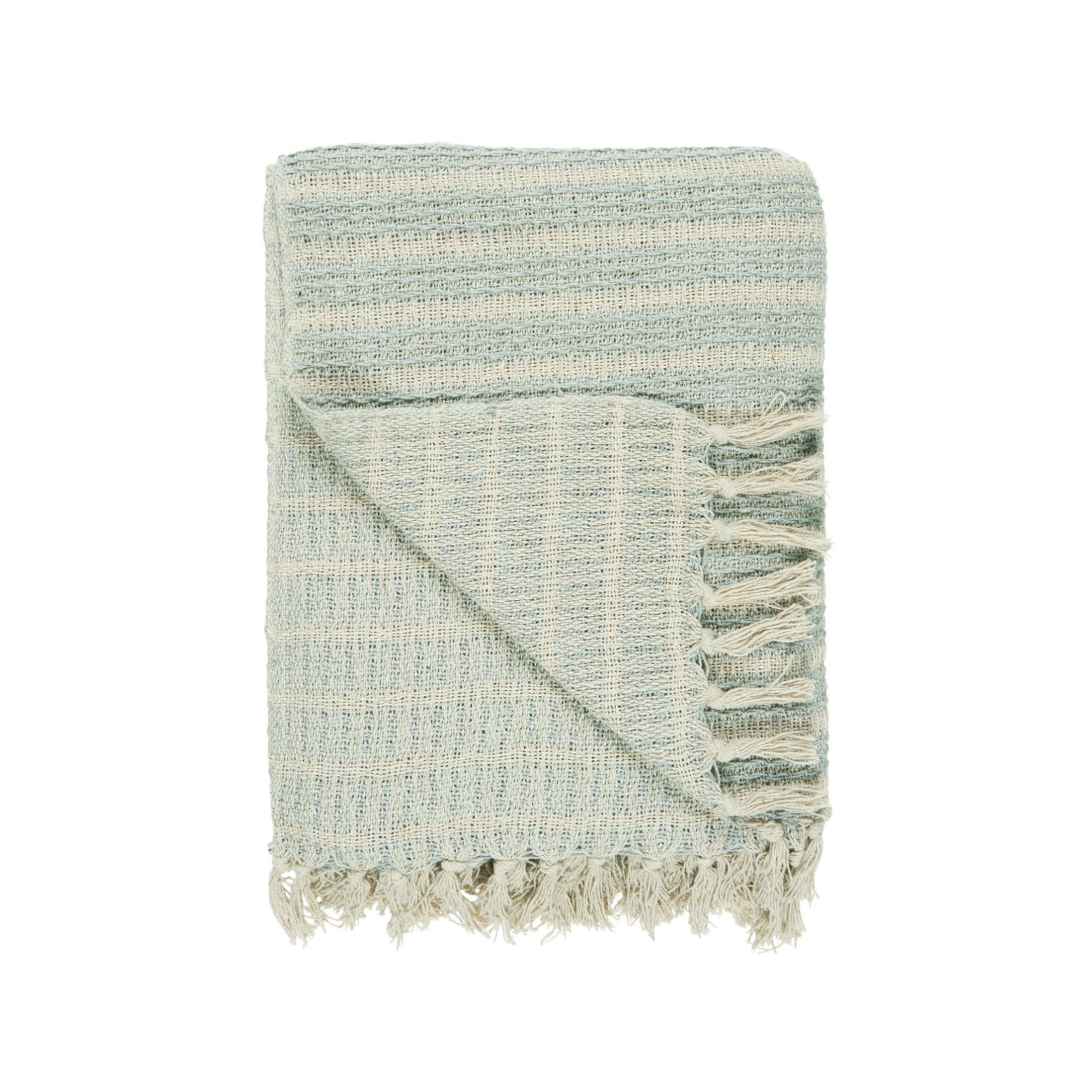 Ib Laursen Plaid creme hellblau mit Streifenmuster im skandinavischen Wohnstil