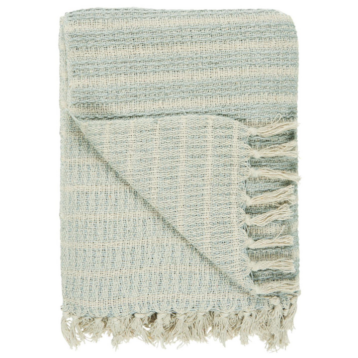 Ib Laursen Plaid creme hellblau mit Streifenmuster im skandinavischen Wohnstil