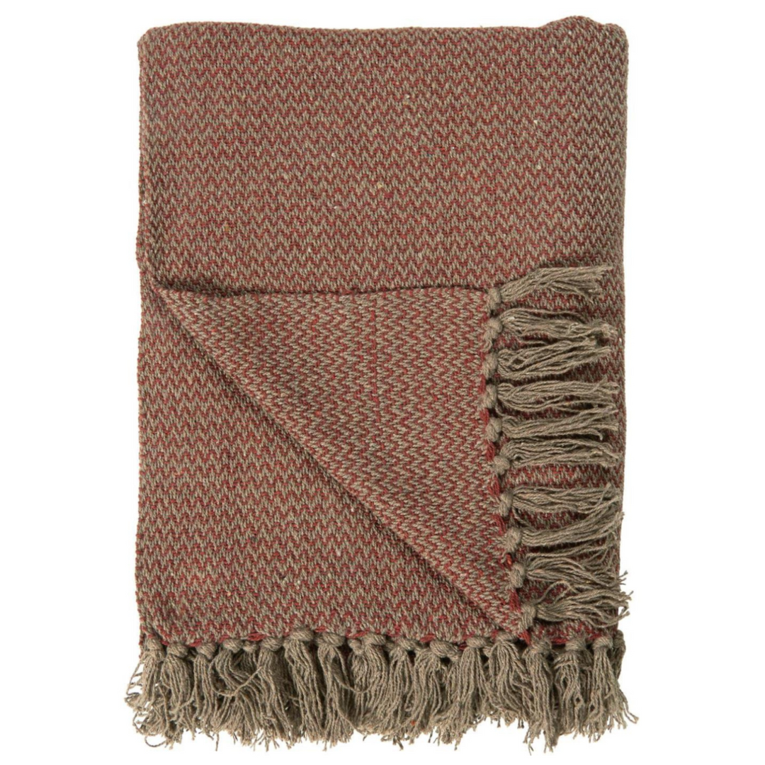 Ib Laursen Plaid braun rotbraun mit Zickzackmuster im skandinavischen Wohnstil