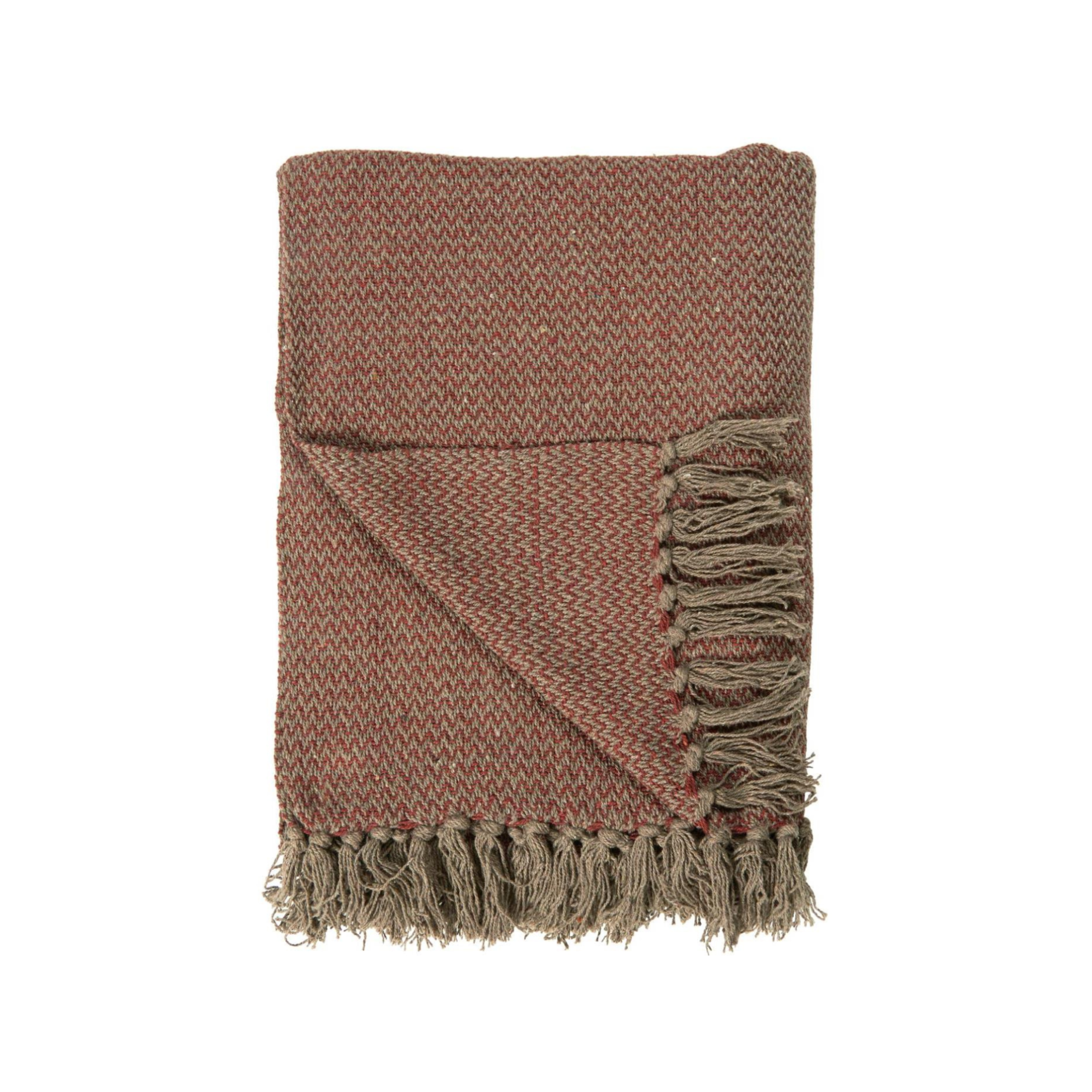 Ib Laursen Plaid braun rotbraun mit Zickzackmuster im skandinavischen Wohnstil