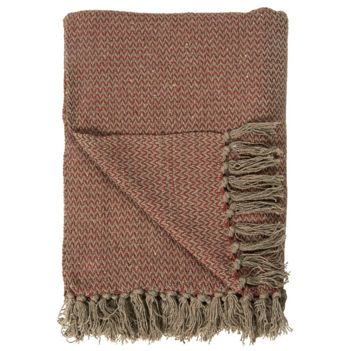 Ib Laursen Plaid braun rotbraun mit Zickzackmuster im skandinavischen Wohnstil