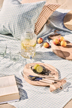 Ib Laursen Kissenbezug Viggo hellblau kariert aus Baumwolle im skandinavischen Landhausstil bei Picknickszene