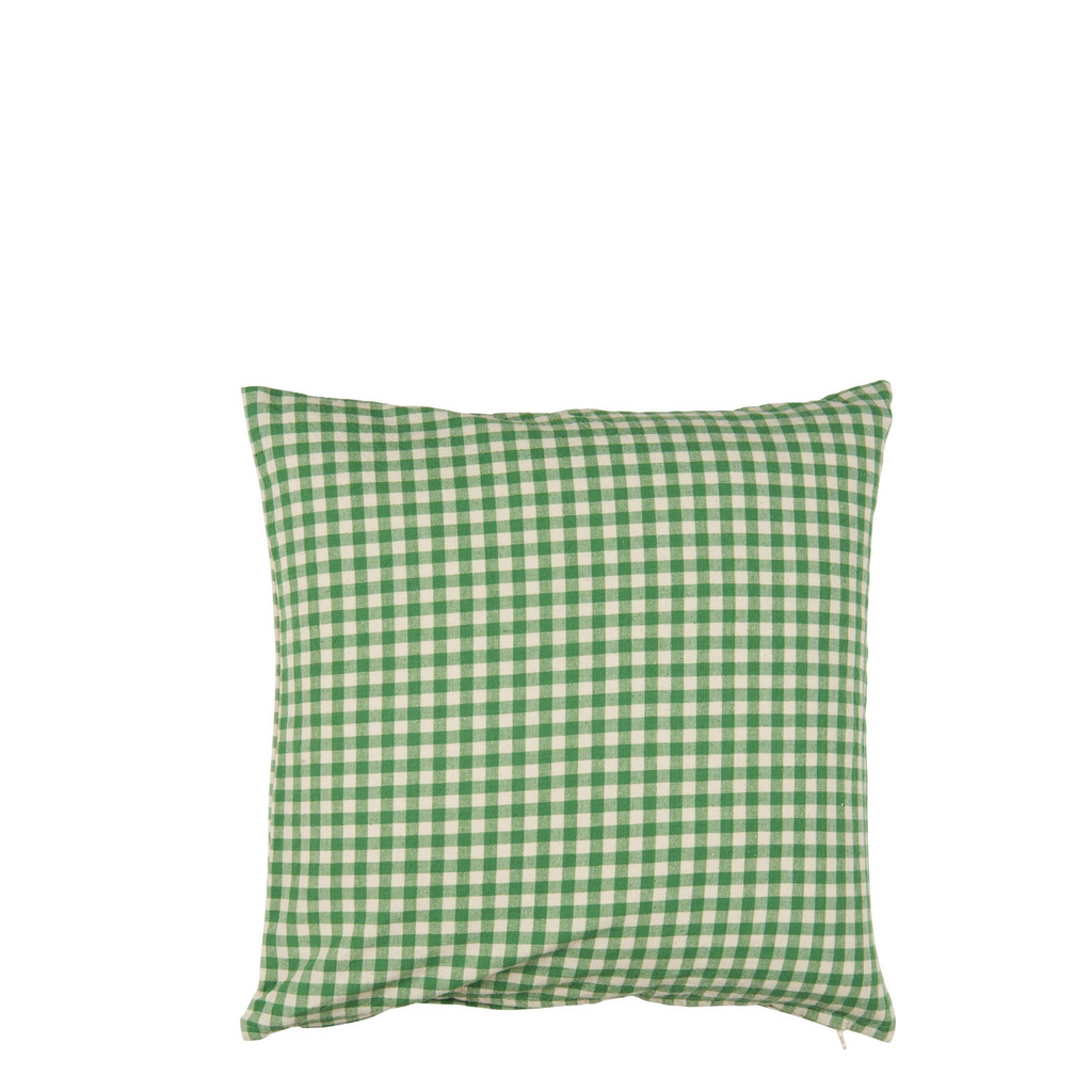 Ib Laursen Kissenbezug Pelle grün mit kleinen naturfarbigen Karos