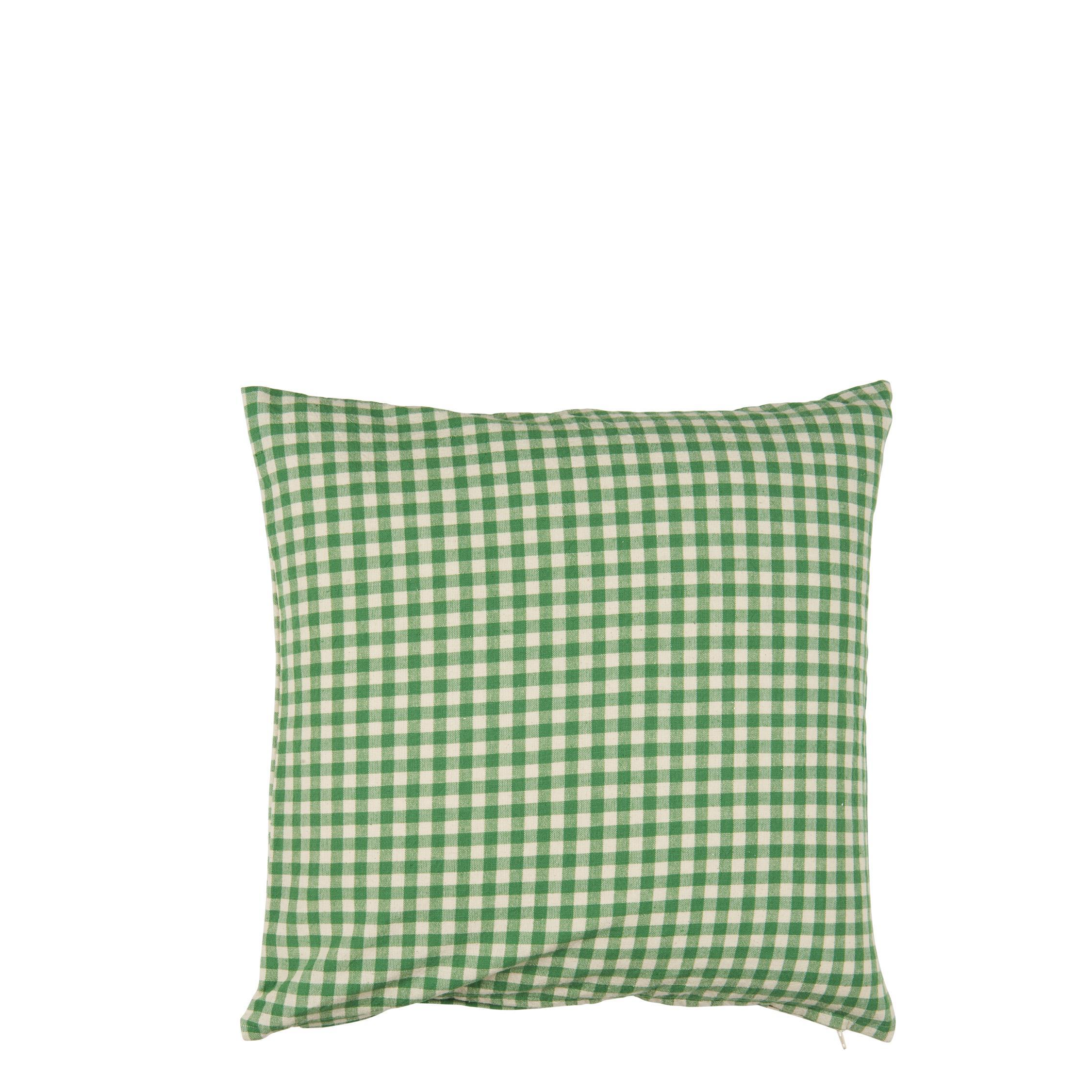Ib Laursen Kissenbezug Pelle grün mit kleinen naturfarbigen Karos