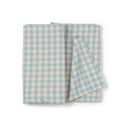 Ib Laursen Tischdecke Viggo hellblau mit naturfarbenen Karos im skandinavischen Landhausstil