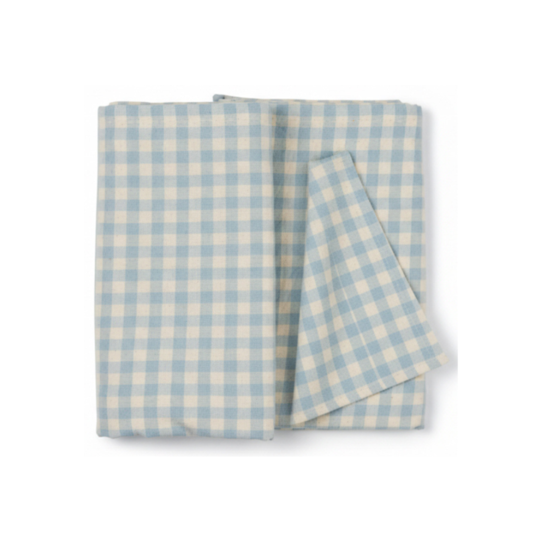 Ib Laursen Tischdecke Viggo hellblau mit naturfarbenen Karos im skandinavischen Landhausstil