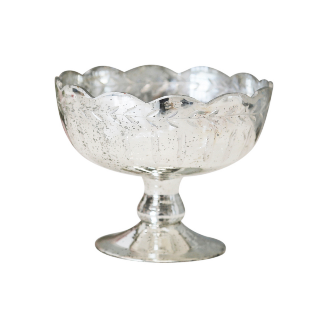 Chic Antique Schüssel auf Fuß aus Glas in Antique Silber