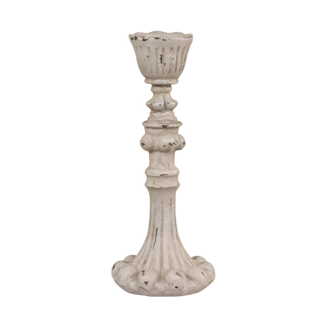 Chic Antique Kerzenständer Antique Grau aus Polyresin, Höhe 17 cm, freigestellt