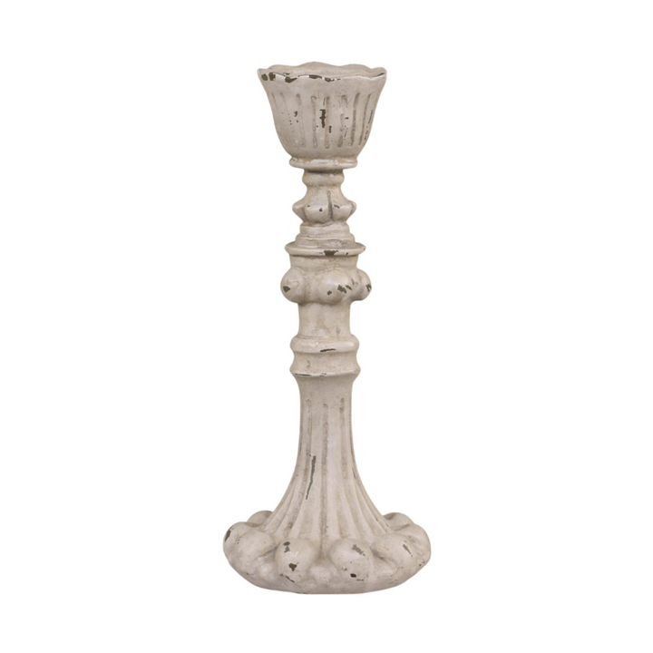 Chic Antique Kerzenständer Antique Grau aus Polyresin, Höhe 17 cm, freigestellt