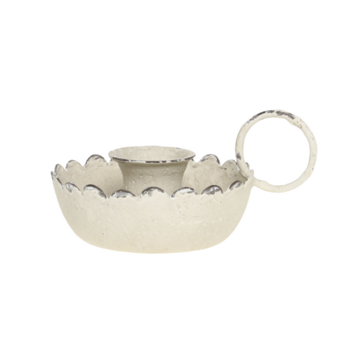 Chic Antique Kammerleuchter für Mini Stabkerzen Antique Creme aus Eisen freigestellt