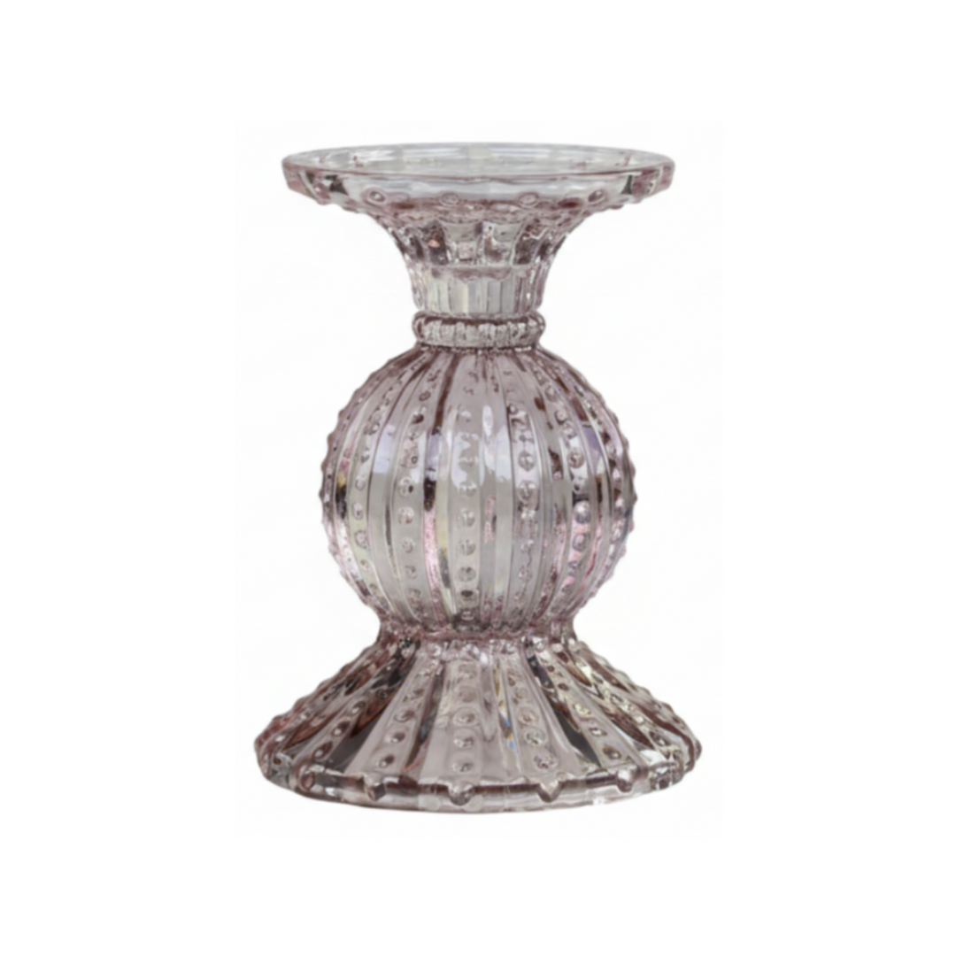 Chic Antique Kerzenständer mit Perlkante Taube 14 cm aus Glas freigestellt vor weißem Hintergrund