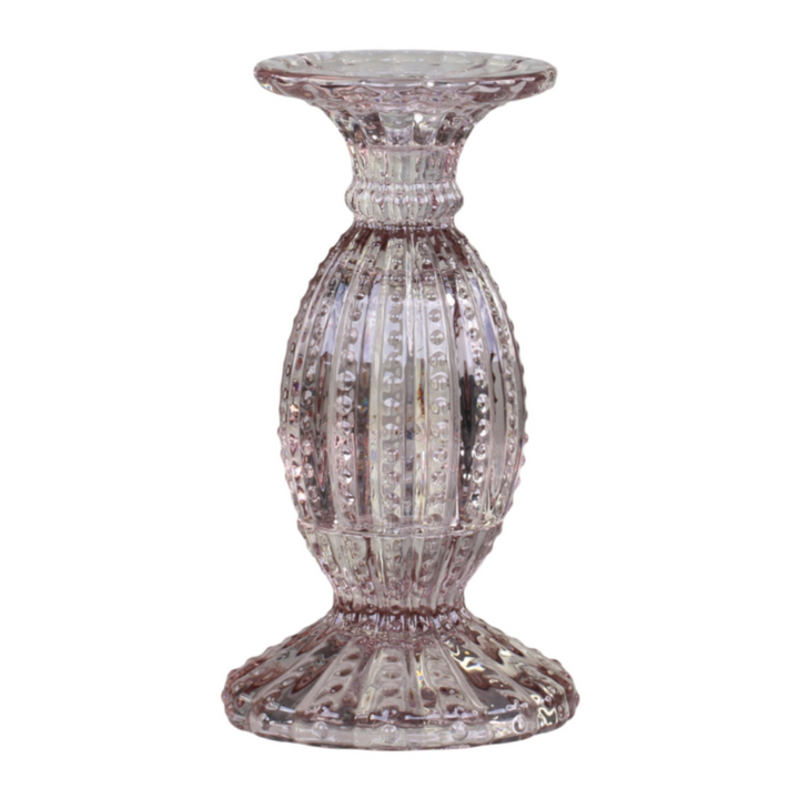 Chic Antique Kerzenständer mit Perlkante Taube aus Glas freigestellt vor weißem Hintergrund