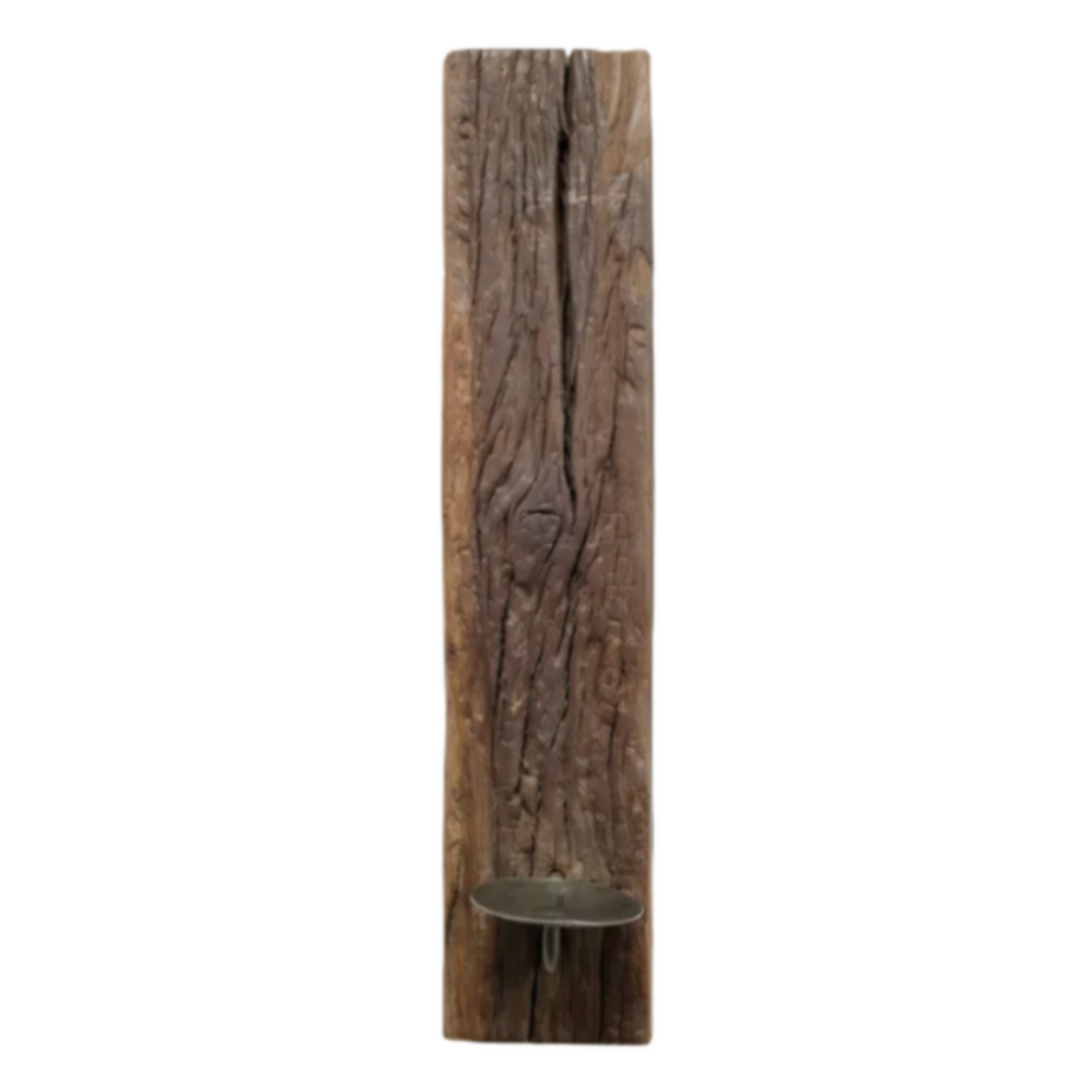 Chic Antique Grimaud Wandkerzenhalter aus Holz und Eisen im Vintage Landhausstil