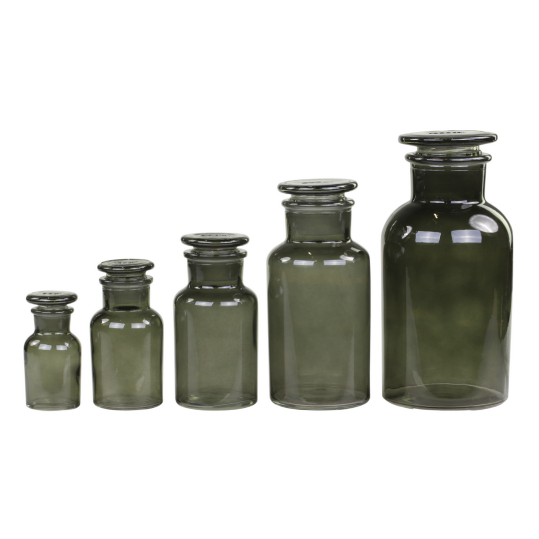 Chic Antique altfranzösische Apothekergläser im 5er Set aus Glas in der Farbe Kohle