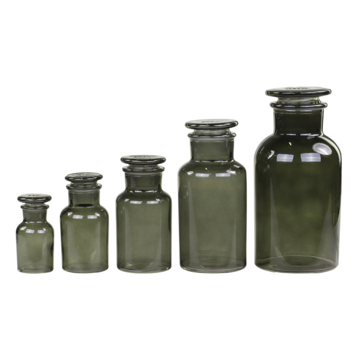 Chic Antique altfranzösische Apothekergläser im 5er Set aus Glas in der Farbe Kohle