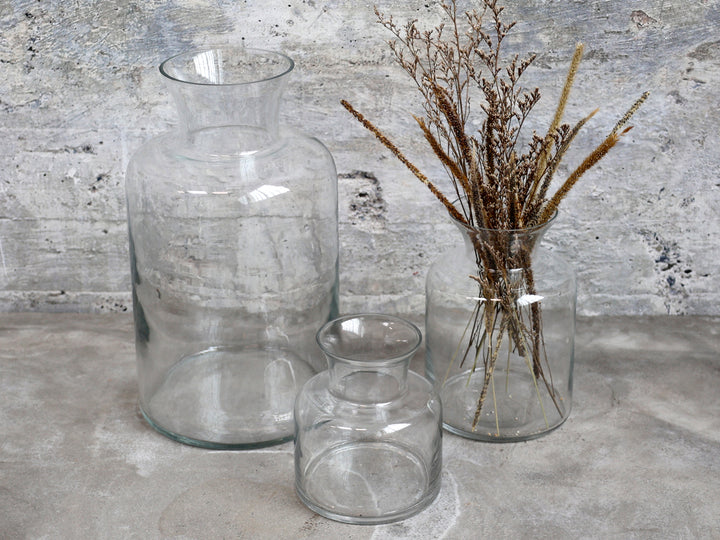 Klare Glasvase von Chic Antique für Blumen oder Trockenblumen