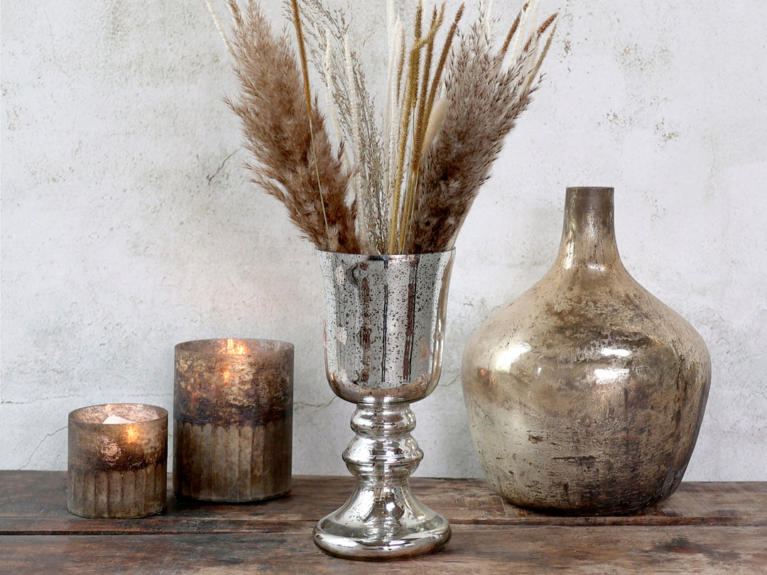 Glasvase Bauernsilber von Chic Antique als dekorative Vase für Blumen oder Zweige