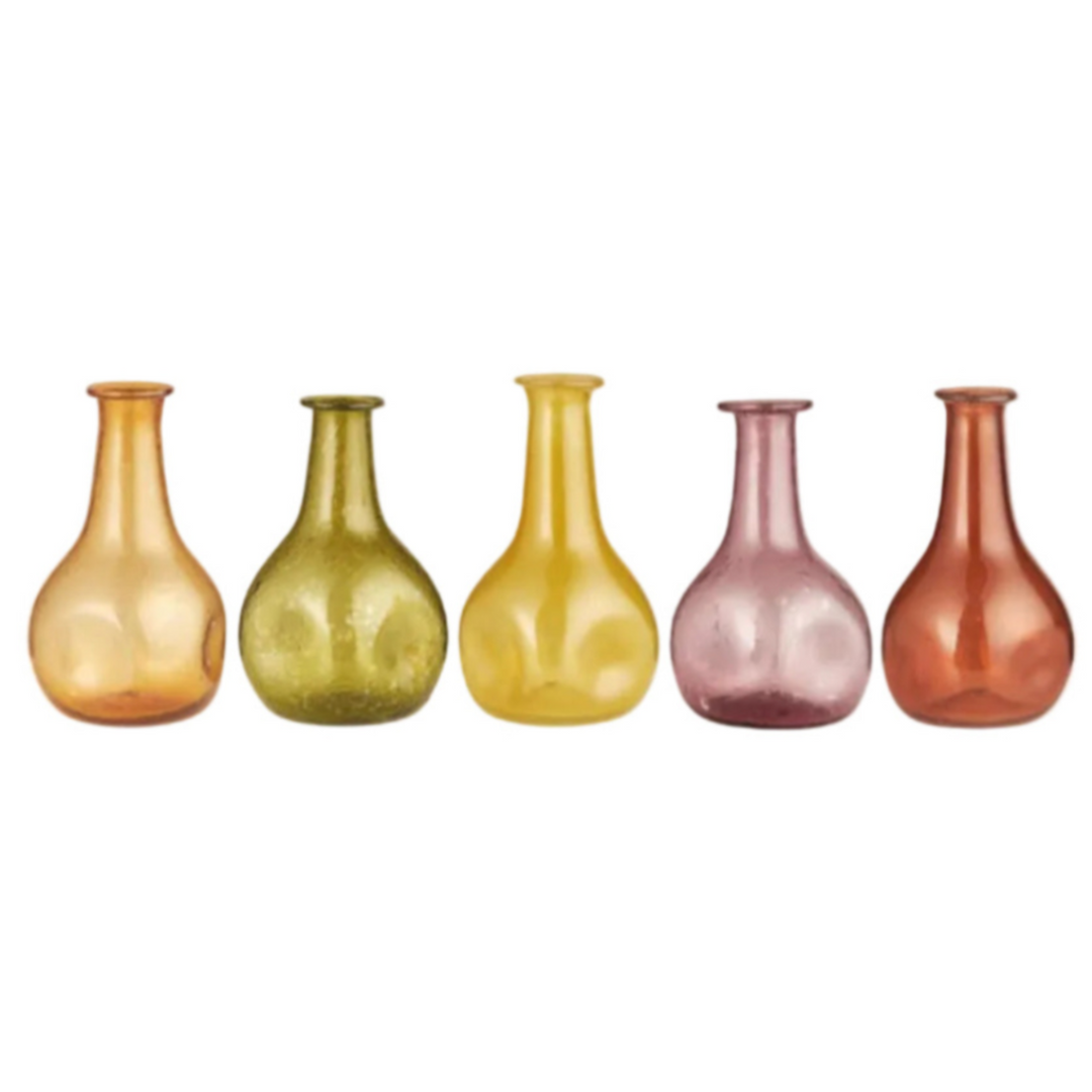 Ib Laursen Vase Anemone mit Grübchen UNIKA Glasvasen Set in fünf Farben