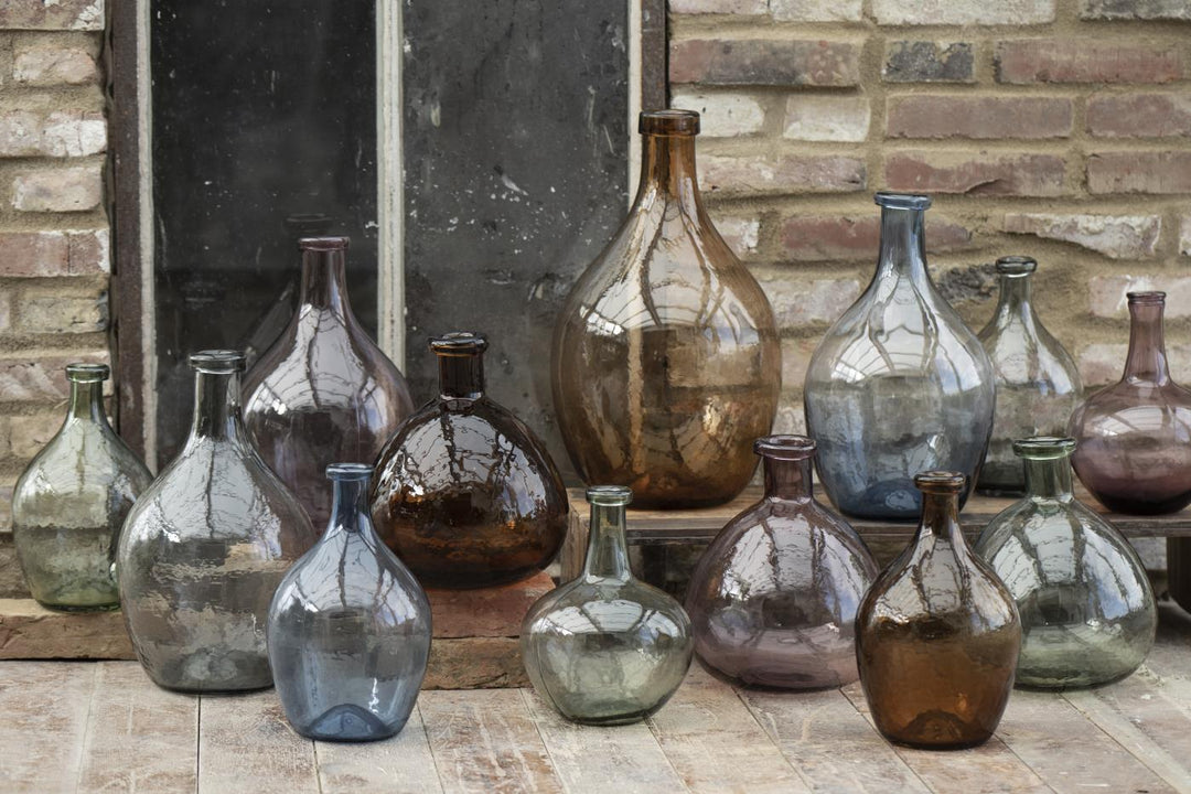 Ib Laursen Glasballons aus mundgeblasenem Glas in verschiedenen Farben im Vintage Stil