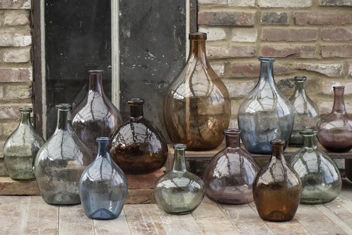 Ib Laursen Glasballons aus mundgeblasenem Glas in verschiedenen Farben im Vintage Stil