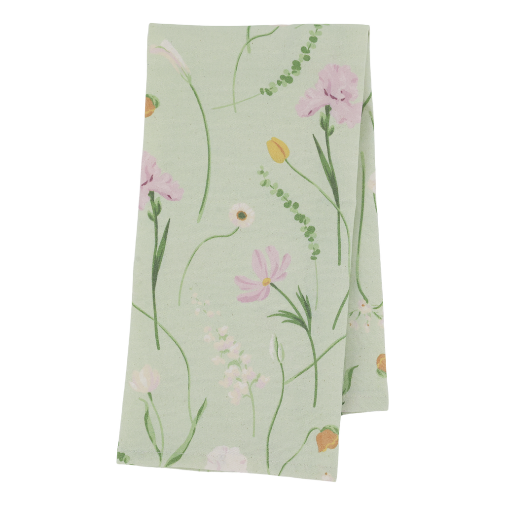 Aix Geschirrtuch grün mit Blumen