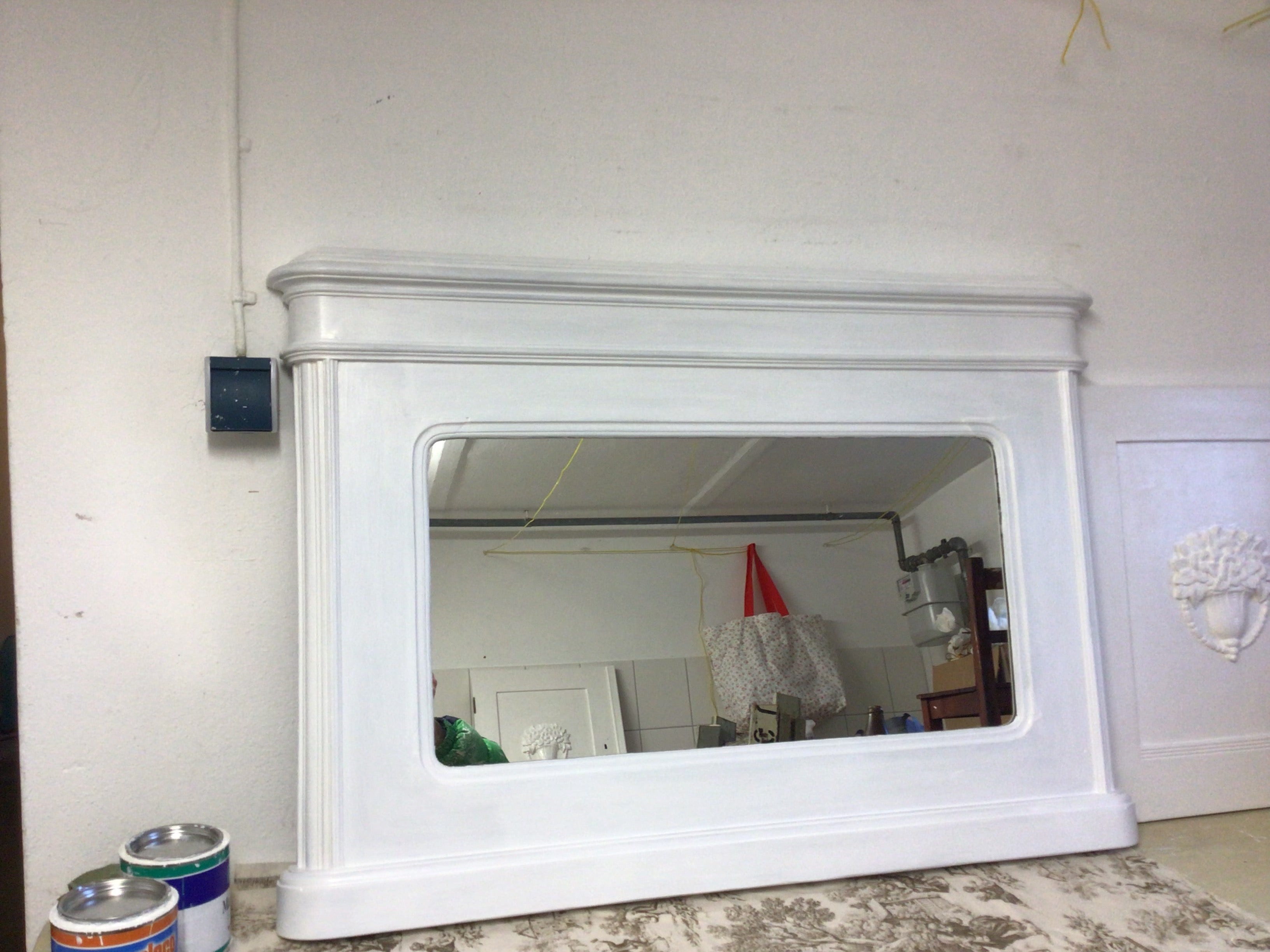 Antiker Spiegel, Biedermeier, Massivholz