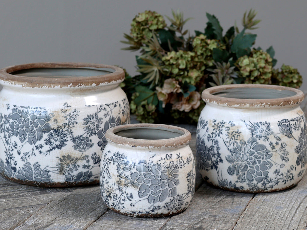Blumentopf mit französischem Muster