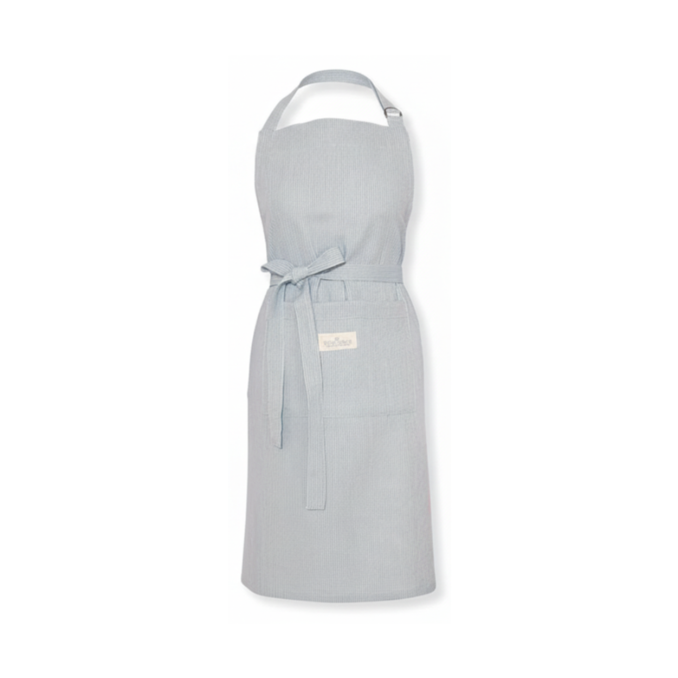 GreenGate Schürze Alice Hellblau aus Baumwolle mit feinen Streifen und verstellbarem Nackenband