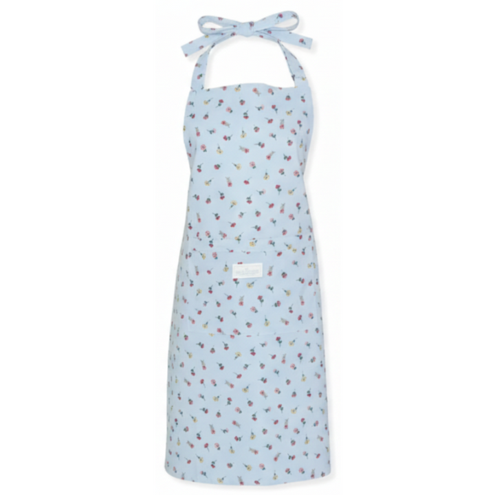 GreenGate Schürze Lianca Hellblau mit floralem Muster aus Baumwolle im skandinavischen Landhausstil