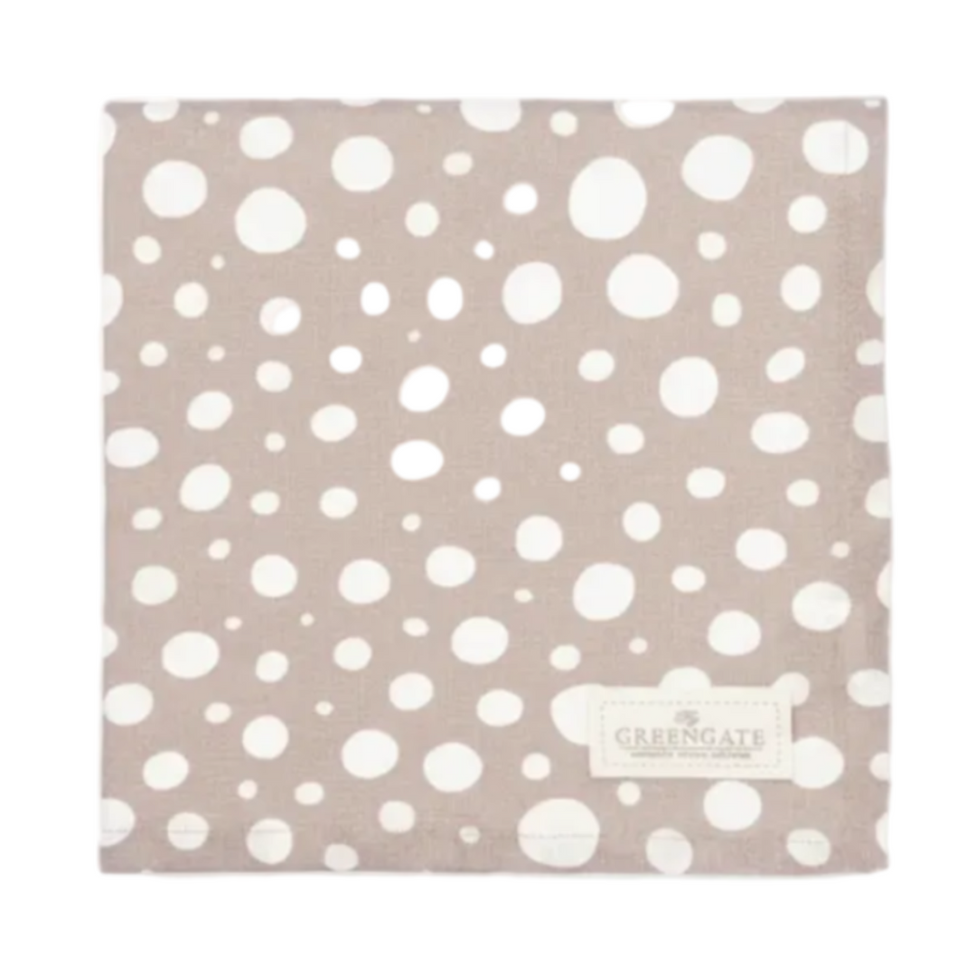 GreenGate Stoffserviette Neva beige mit weißem Punktmuster im skandinavischen Landhausstil