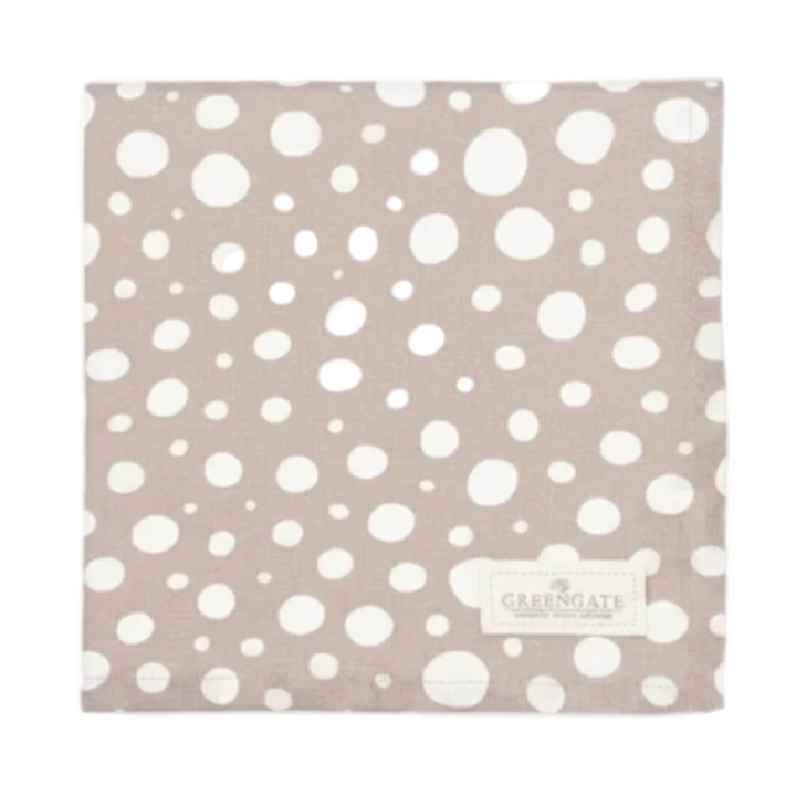 GreenGate Stoffserviette Neva beige mit weißem Punktmuster im skandinavischen Landhausstil