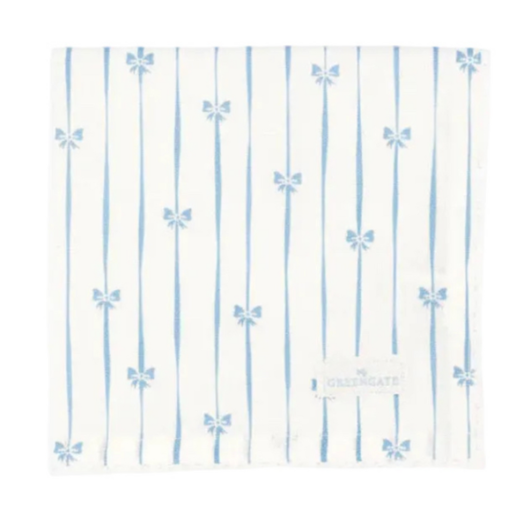 GreenGate Stoffserviette Dolobella hellblau mit floralem Muster und Spitze im skandinavischen Landhausstil