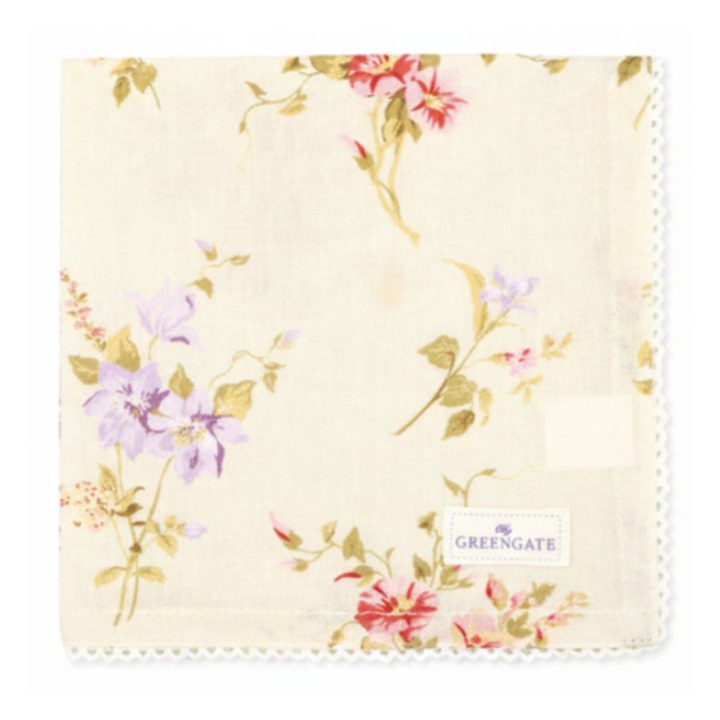 GreenGate Stoffserviette Jacobe Vintage mit floralem Muster und Spitze im Landhausstil