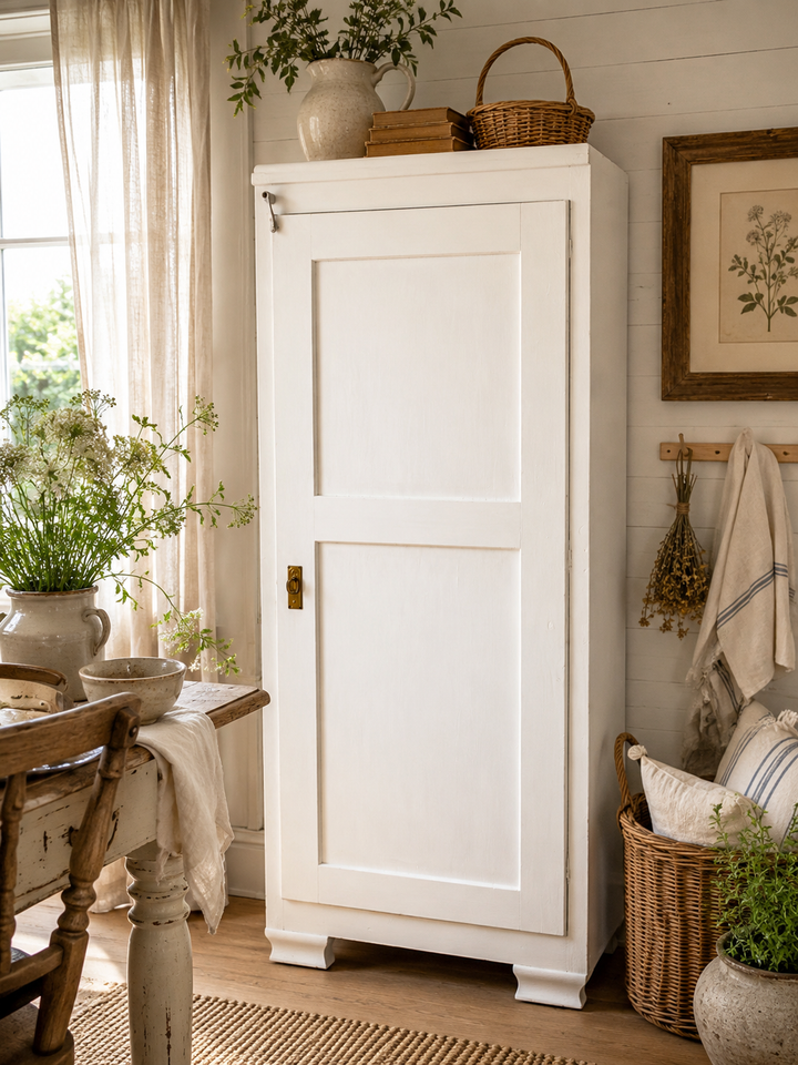 Antiker Vorratsschrank Weiss Shabby Chic