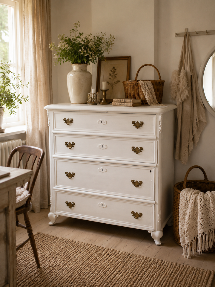 Antike Biedermeier Kommode Weiss Shabby Chic