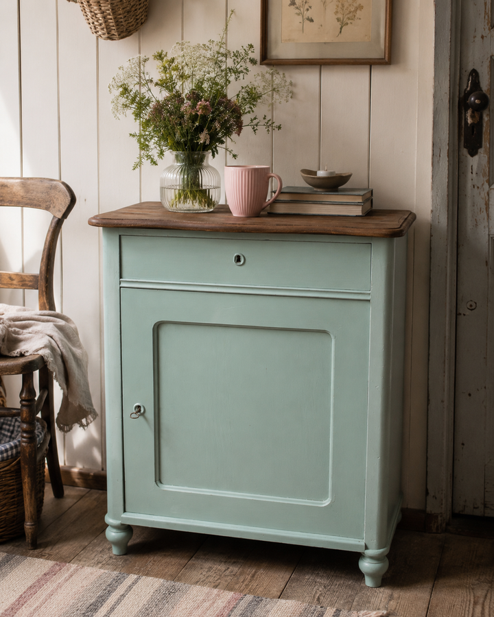 Antike Biedermeier Kommode Salbei Shabby Chic