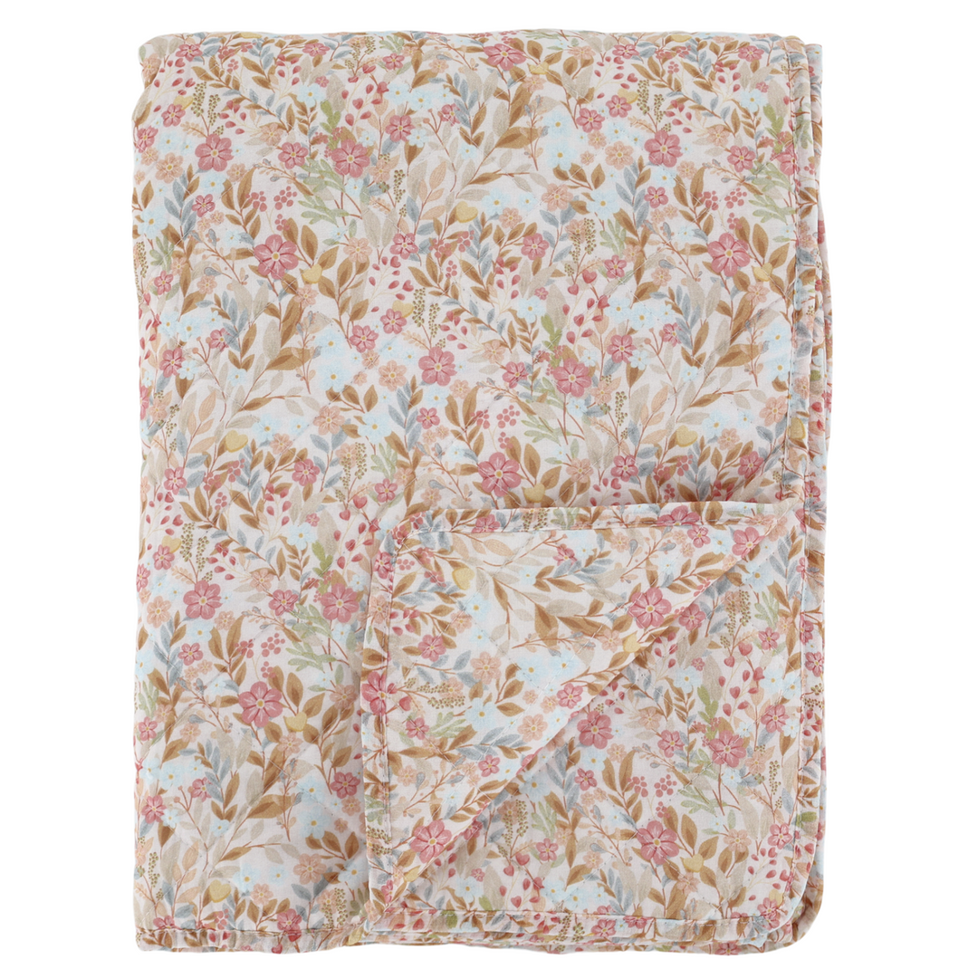 Chic Antique Aix Quilt mit Blumen Rosa & Sky Blue