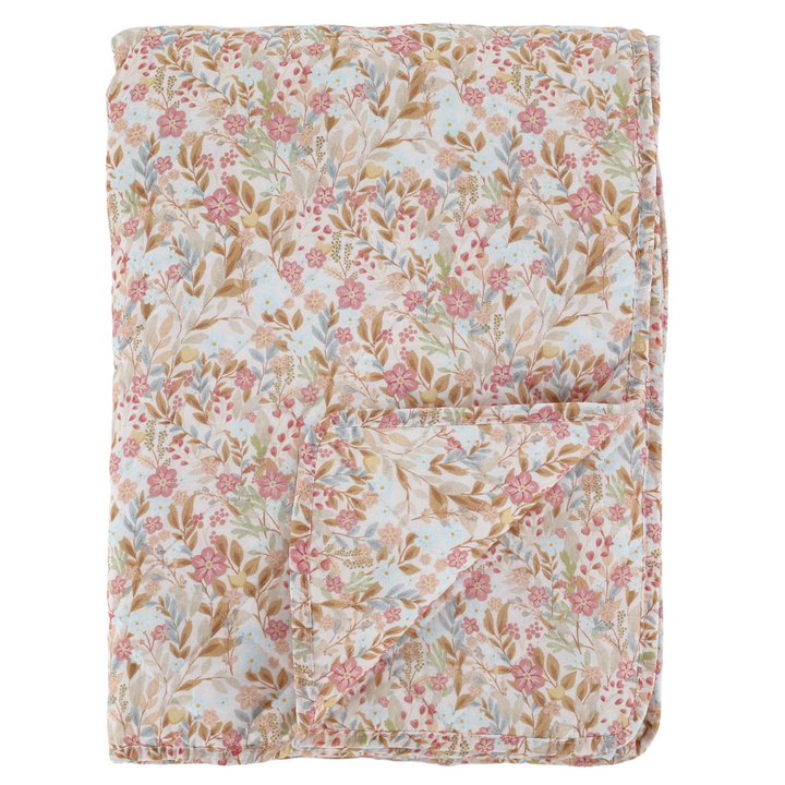 Chic Antique Aix Quilt mit Blumen Rosa & Sky Blue