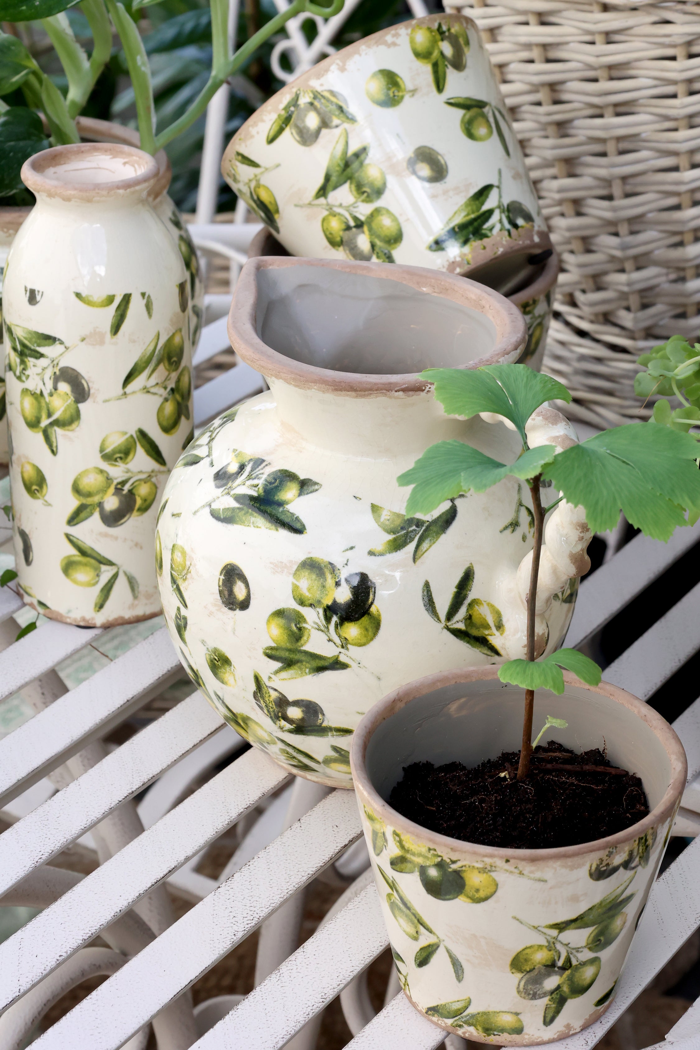 Flasche mit Olivenmuster