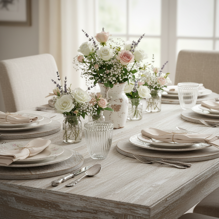 GreenGate Wasserglas Alice Klar auf elegant gedecktem Tisch im skandinavischen Landhausstil