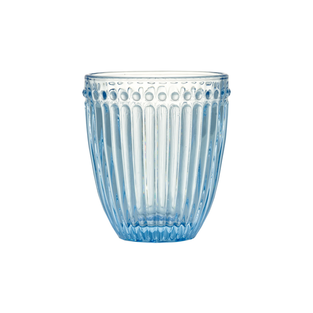GreenGate Wasserglas Alice Hellblau aus Glas mit geriffelter Struktur