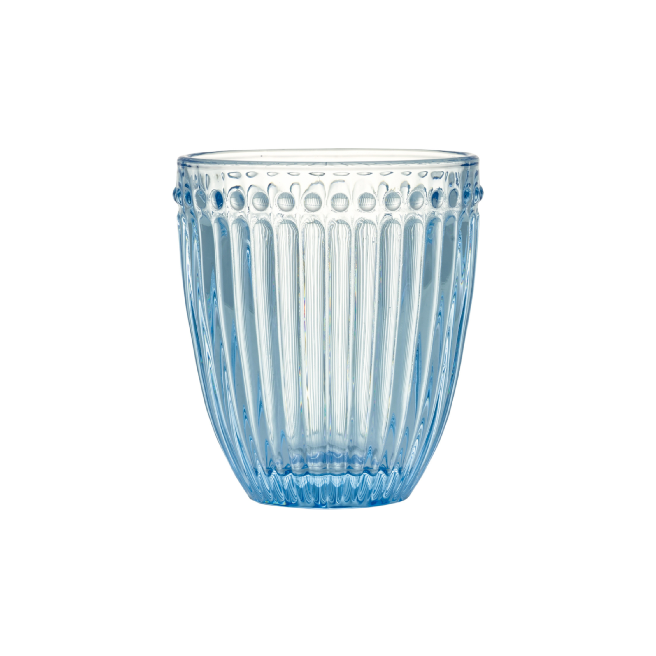 GreenGate Wasserglas Alice Hellblau aus Glas mit geriffelter Struktur