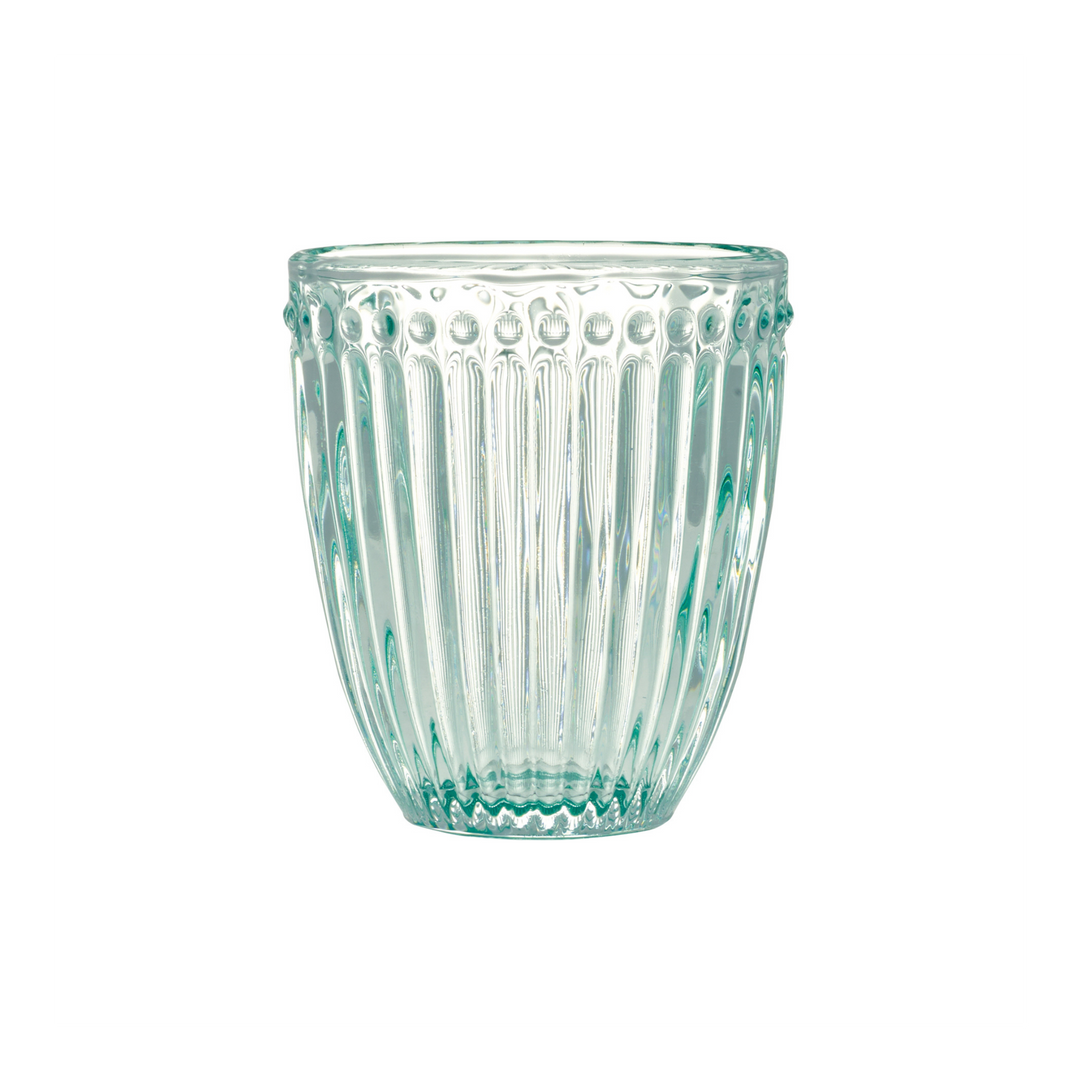 GreenGate Wasserglas Alice Kühle Minze aus Glas mit geriffelter Struktur