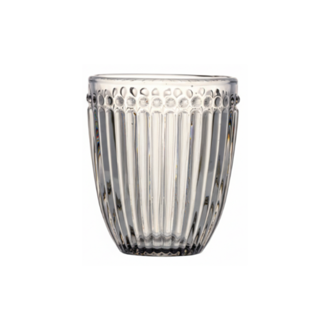 GreenGate Wasserglas Alice Grau aus Glas mit geriffelter Struktur
