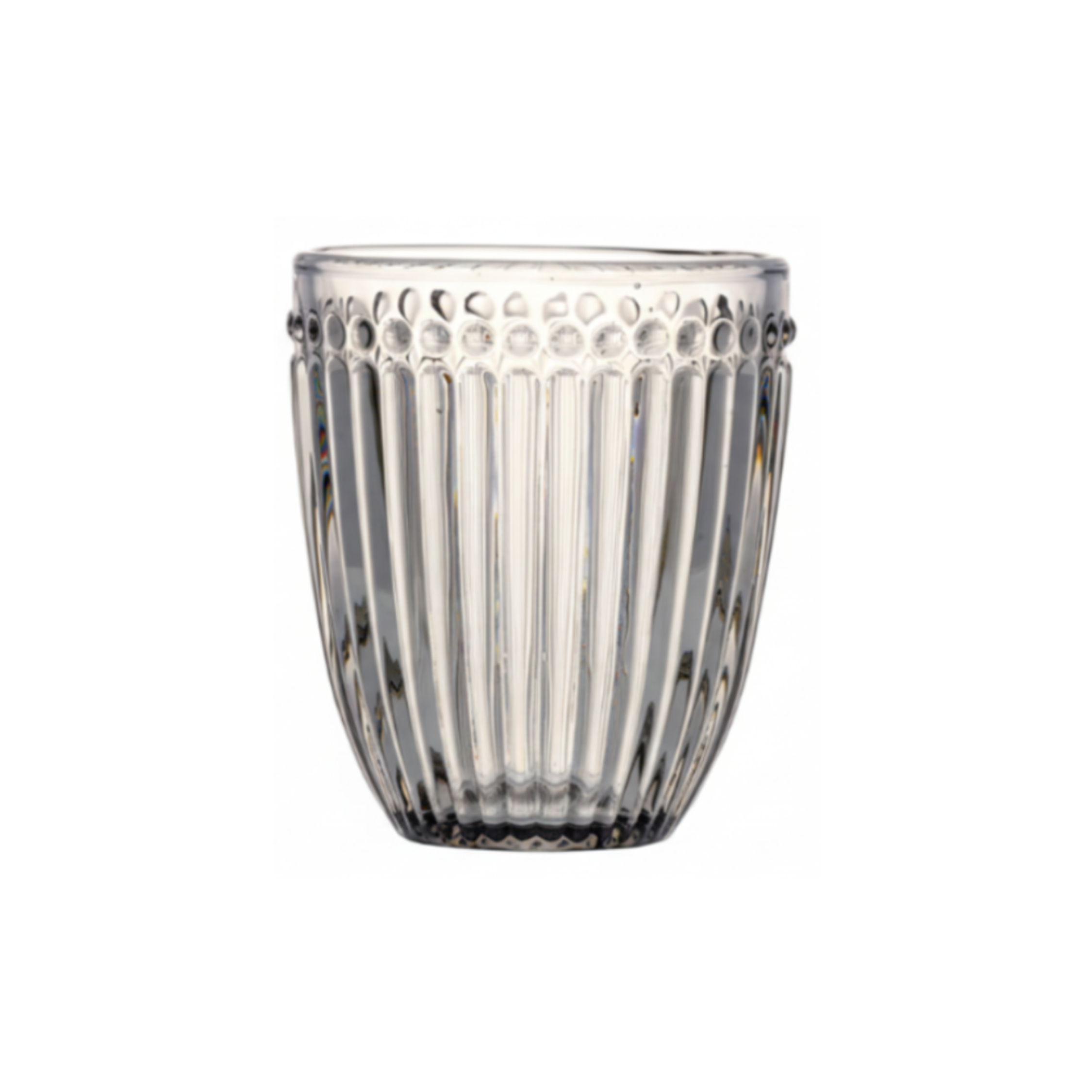 GreenGate Wasserglas Alice Grau aus Glas mit geriffelter Struktur