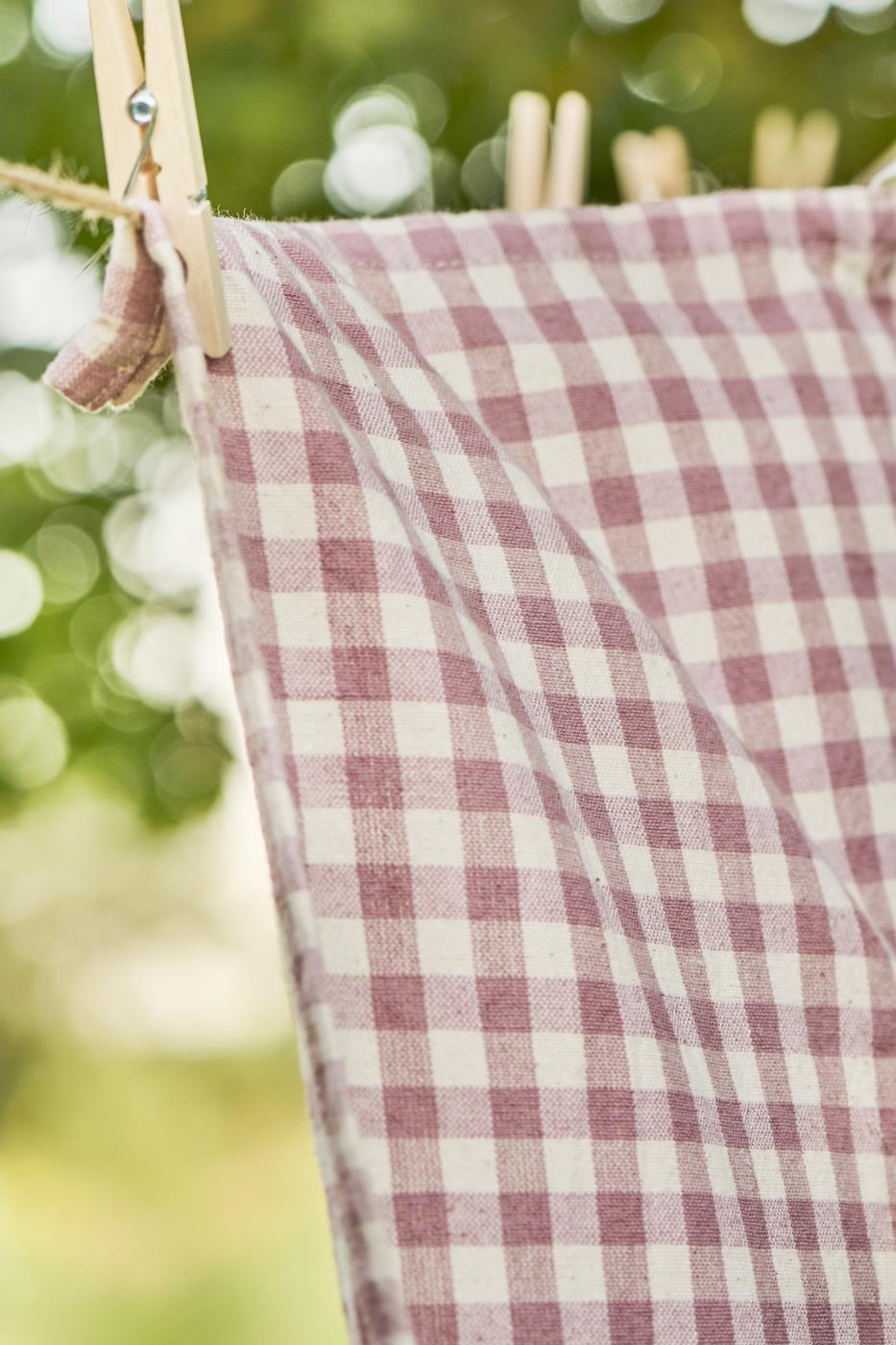Geschirrtuch, Mette, malva mit kleinen naturfarbigen Karos