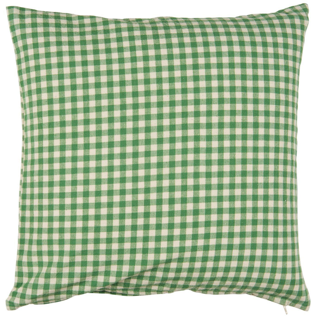 Ib Laursen Kissenbezug Pelle grün mit kleinen naturfarbigen Karos
