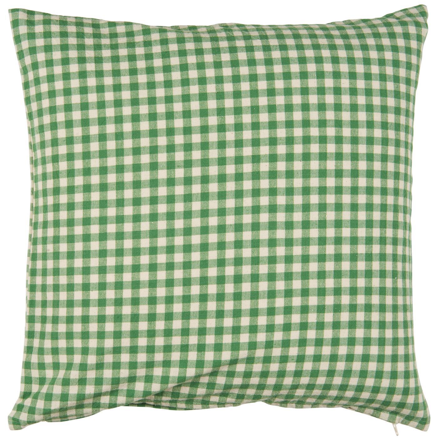 Ib Laursen Kissenbezug Pelle grün mit kleinen naturfarbigen Karos