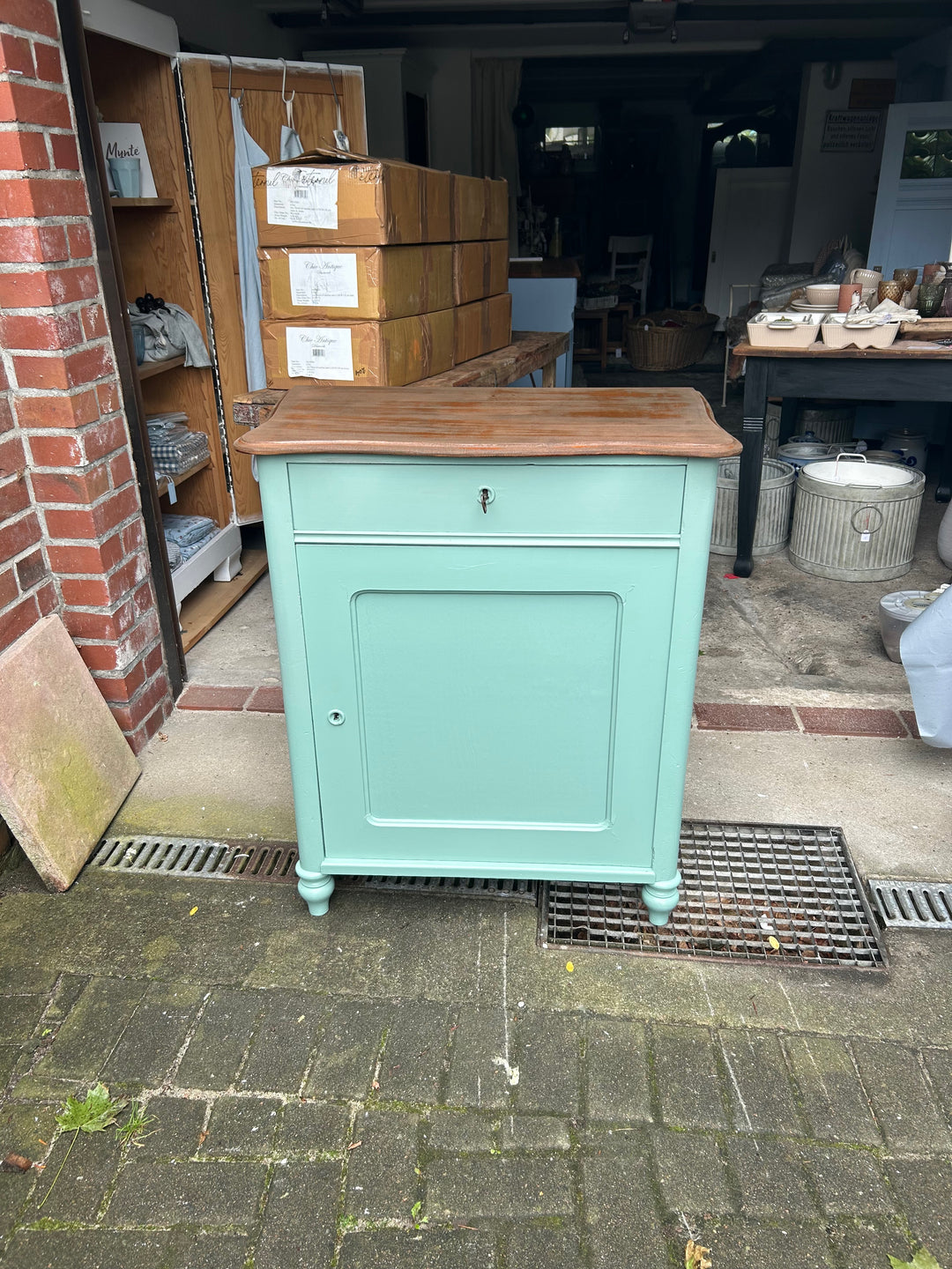 Antike Biedermeier Kommode Salbei Shabby Chic